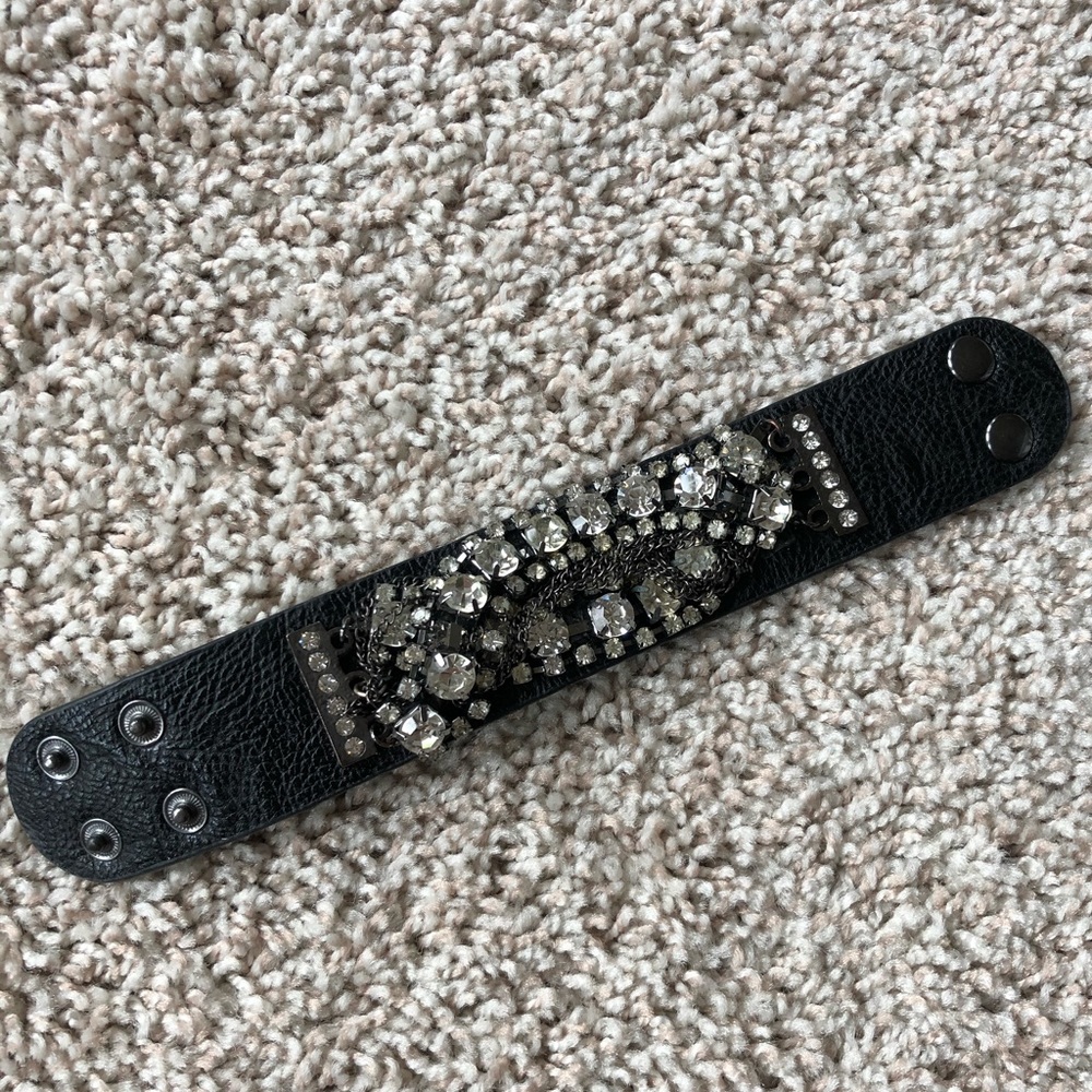 Black Wide Leather bracelet